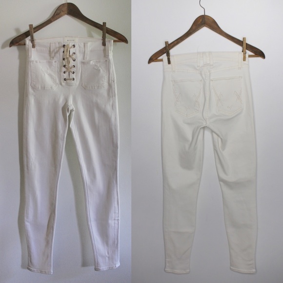 McGuire White Isabeli Mid Rise Lace Up Skinny Jeans 27 4 - Picture 2 of 10